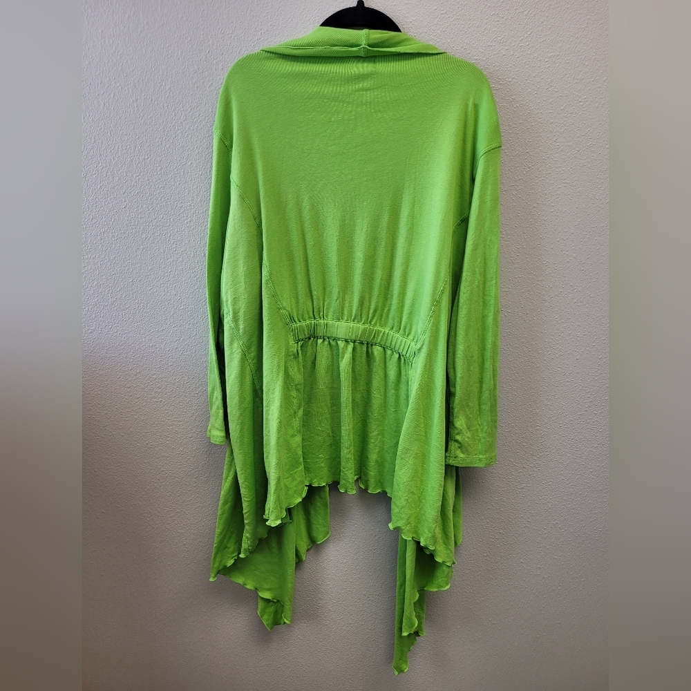 Rafaello Lime Green Open Front Asymmetrical Cardigan Size 3x - Picture 4 of 4